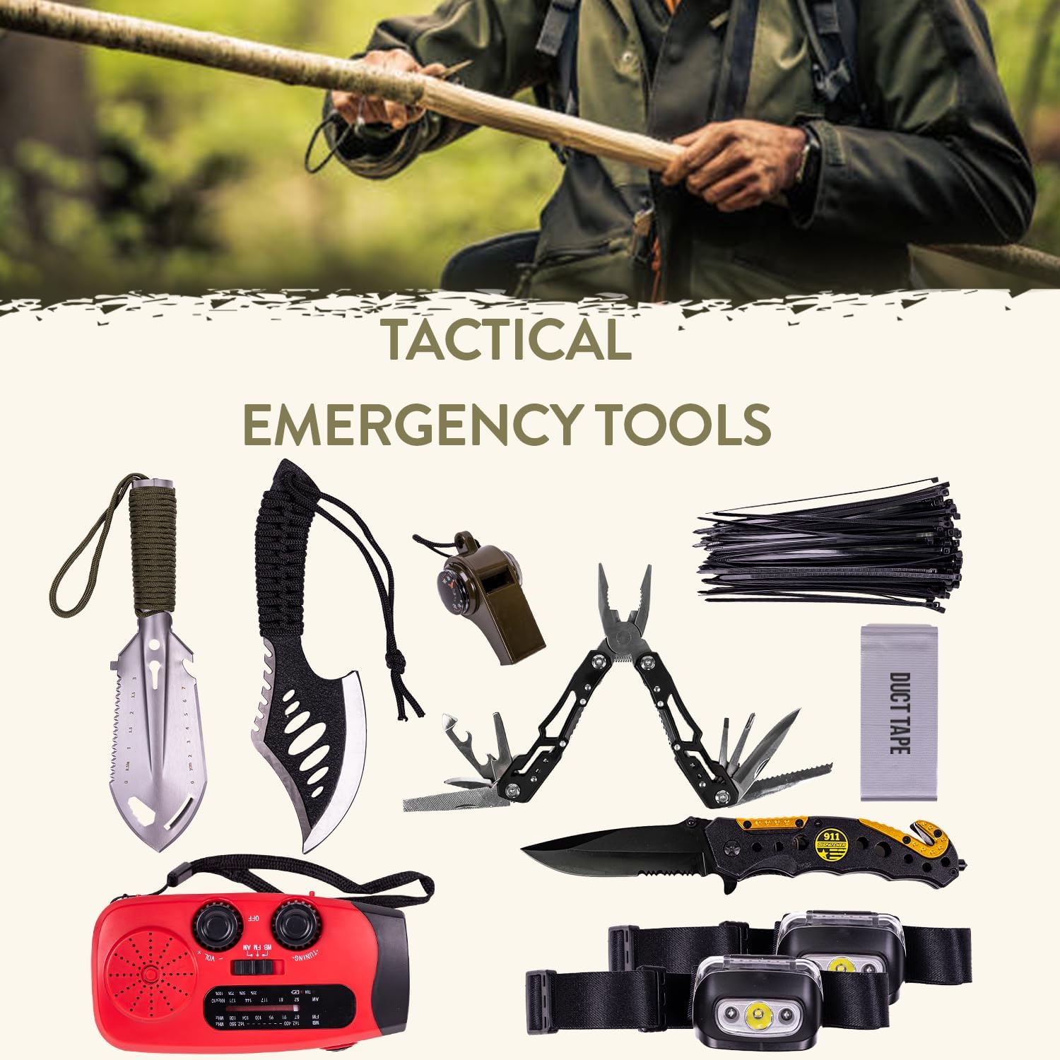 72-Hour Survival Kit | 45L Tactical Bug Out Bag with First Aid, Water Filter & Emergency Food