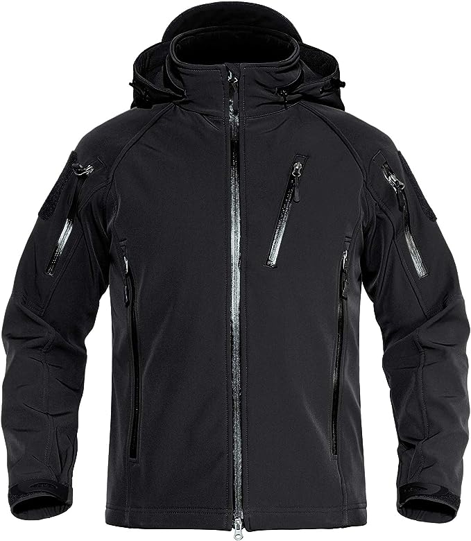 Men's Special Ops Tactical Jacket Water-Resistant Softshell Hiking Detachable Hoodie Fleece Jacket