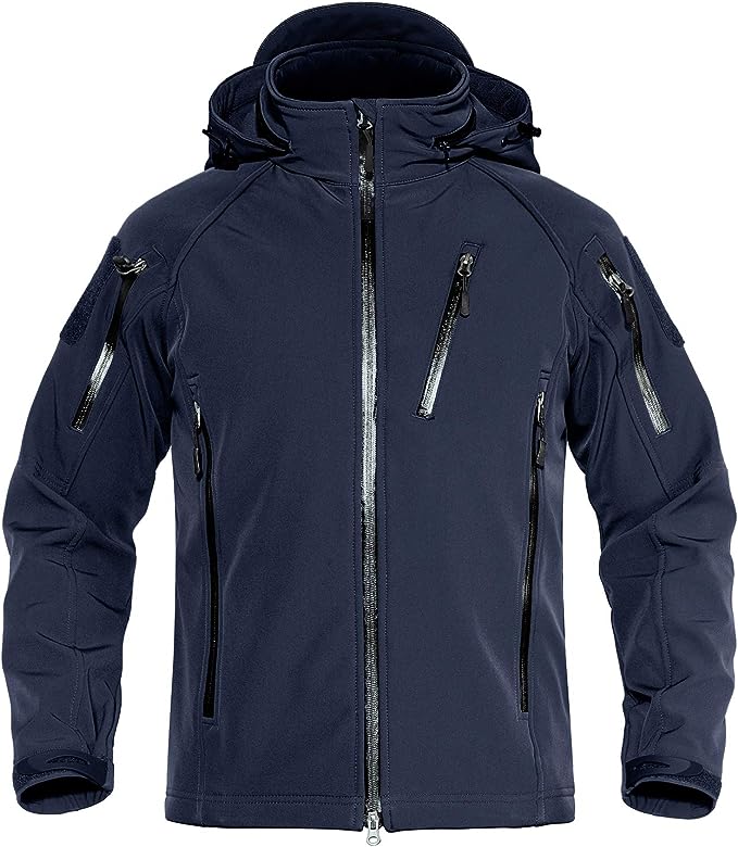Men's Special Ops Tactical Jacket Water-Resistant Softshell Hiking Detachable Hoodie Fleece Jacket