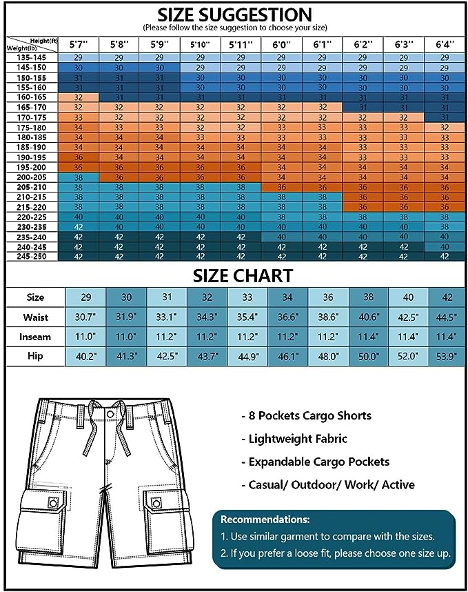 Men's Lightweight Multi Pocket Cotton Casual Cargo Shorts,Outdoor Twill Camo Shorts with Zipper Pockets(No Belt)