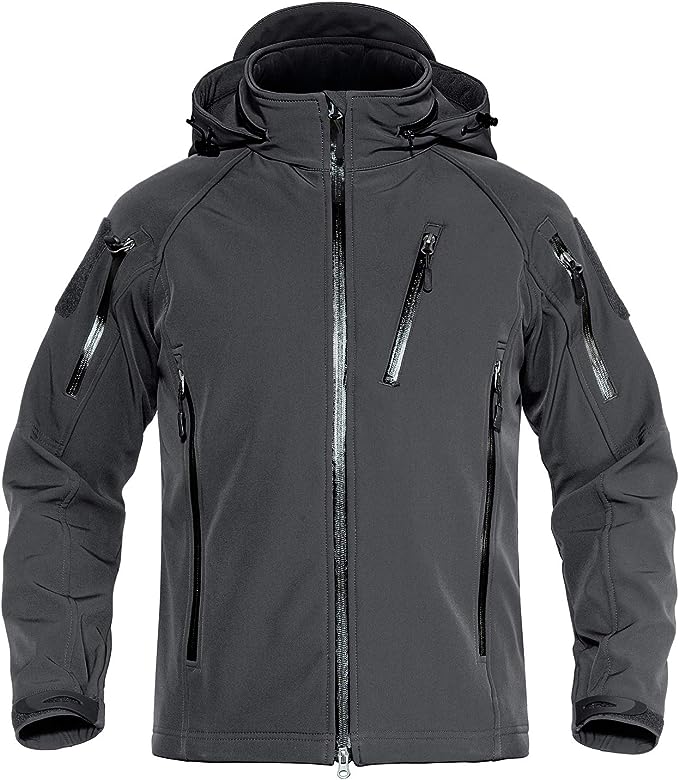 Men's Special Ops Tactical Jacket Water-Resistant Softshell Hiking Detachable Hoodie Fleece Jacket
