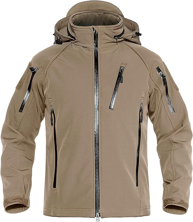Men's Special Ops Tactical Jacket Water-Resistant Softshell Hiking Detachable Hoodie Fleece Jacket