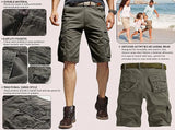 Men's Lightweight Multi Pocket Cotton Casual Cargo Shorts,Outdoor Twill Camo Shorts with Zipper Pockets(No Belt)