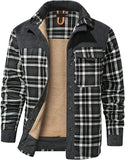 Men's Outdoor Casual Vintage Long Sleeve Plaid Flannel Button Down Shirt Jacket