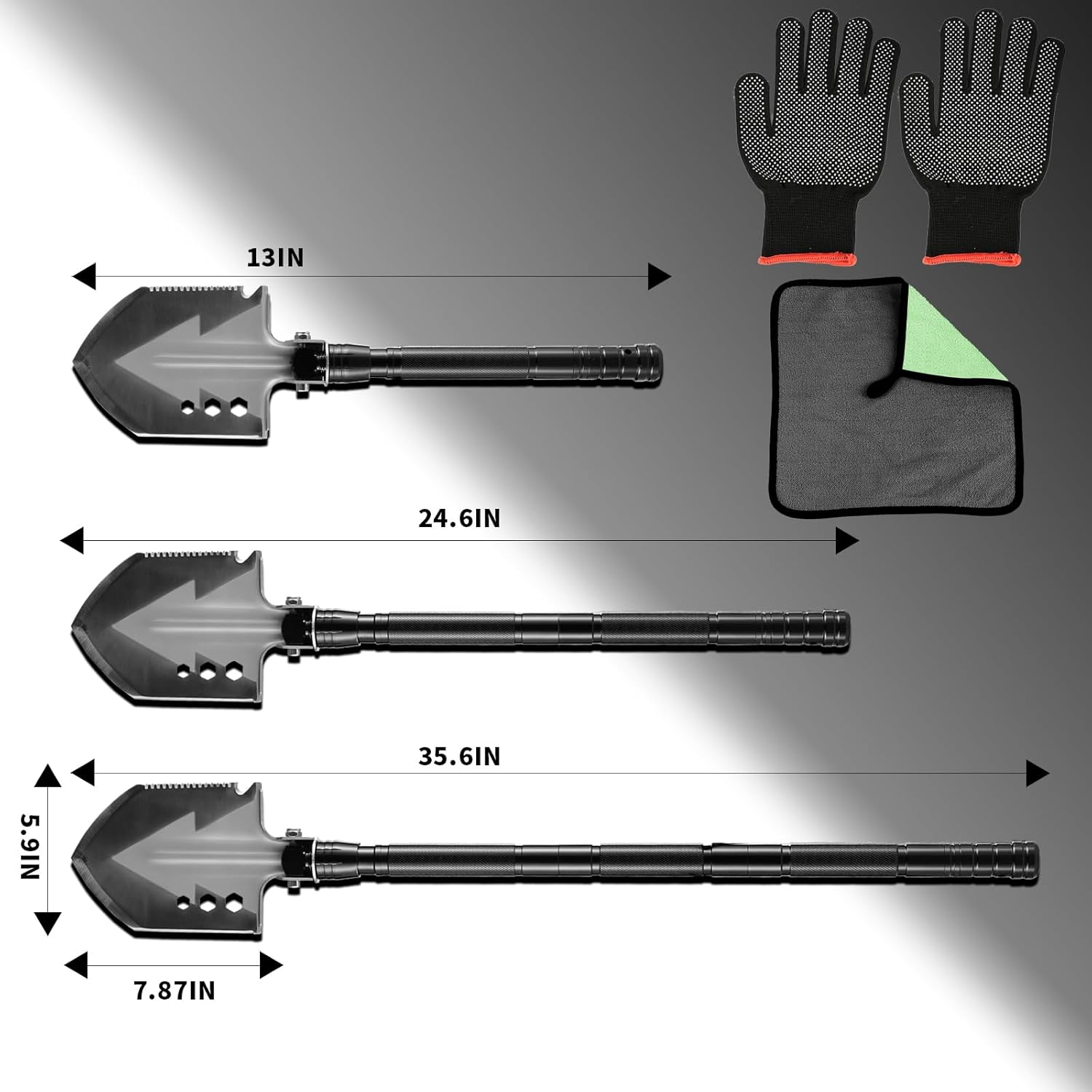 Camping Shovel and Axe Set – Foldable Multi-Tool Survival Gear with Saw & Fire Starter