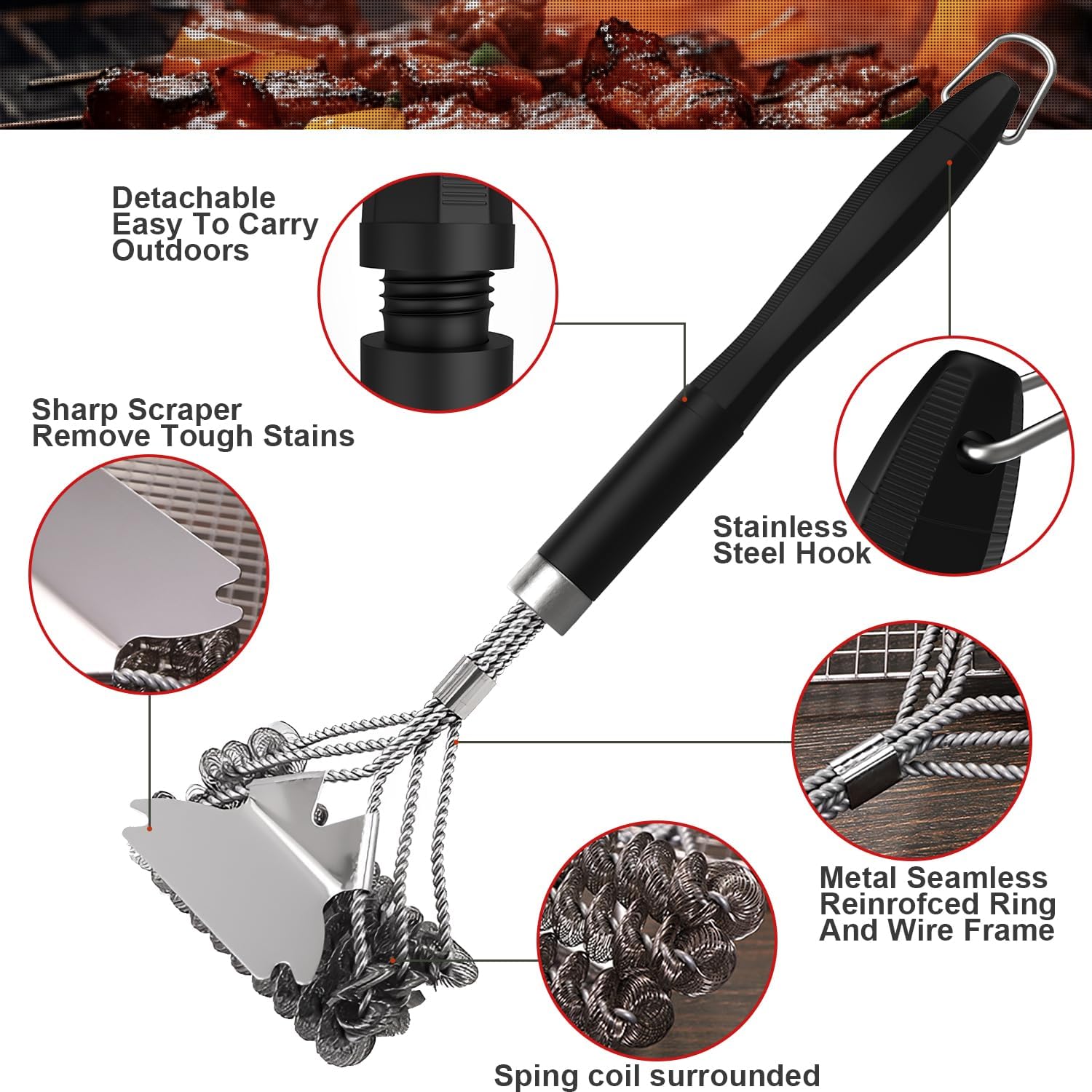 BBQ Grill Cleaning Brush with Wire Bristles