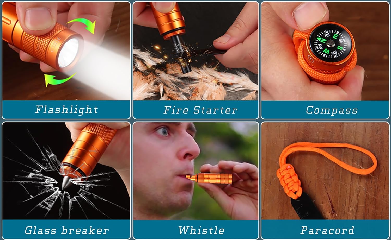 9-in-1 Camping Survival Kit Multitool with Flashlight, Fire Starter & Compass – Gifts for Men & Women