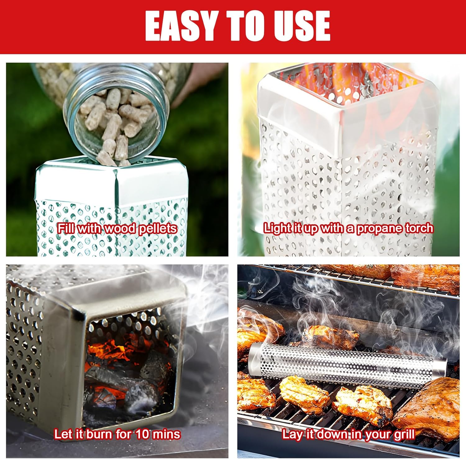 Square Smoke Tube for Pellet Grill