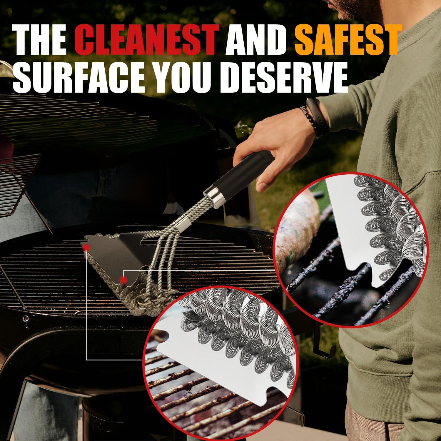 BBQ Grill Cleaning Brush with Wire Bristles