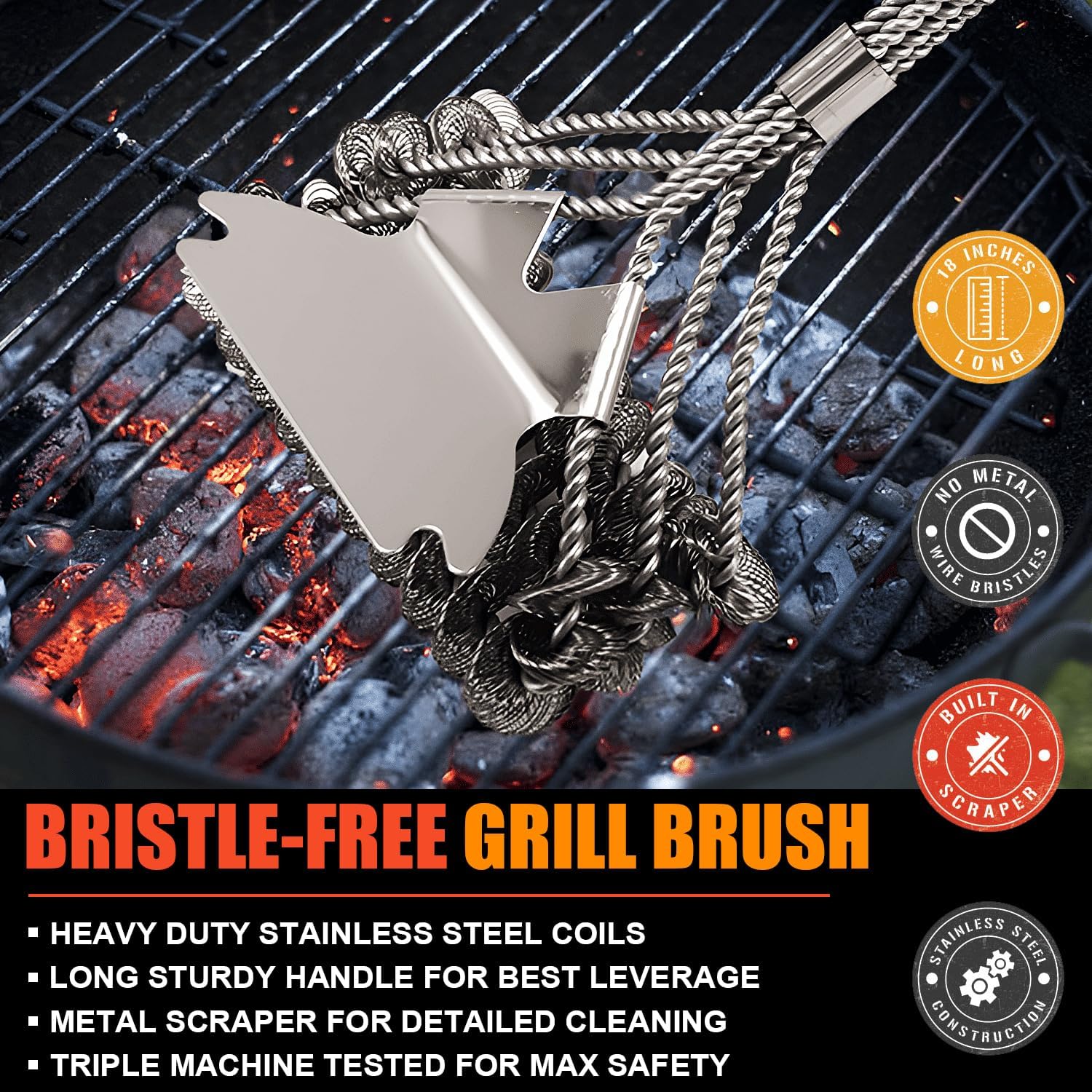 BBQ Grill Cleaning Brush with Wire Bristles
