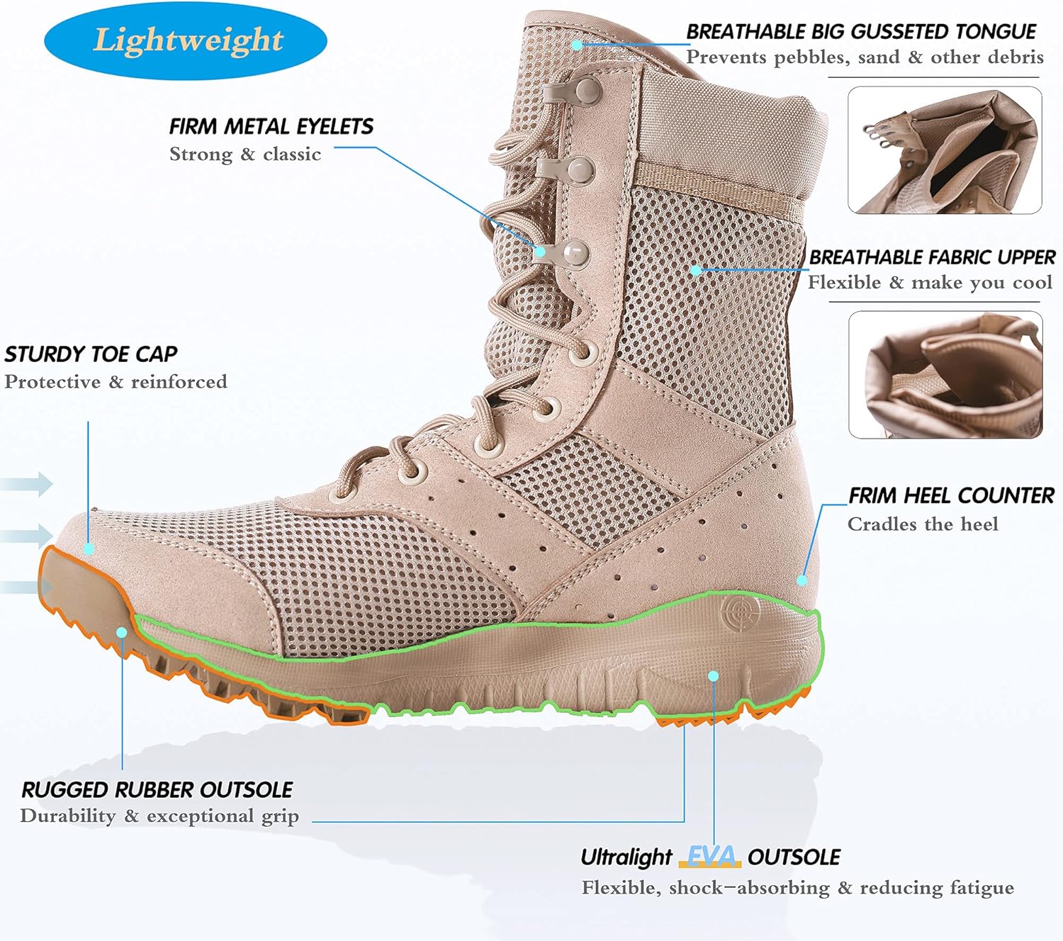 Suede Leather Military Lightweight Tactical Boots