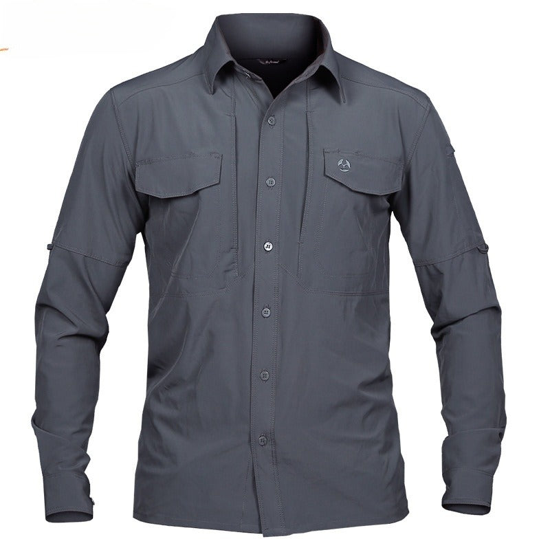 Men's Tactical Long Sleeve Shirt: Ultra-Thin, Breathable, Quick Dry, Multi-Pocket