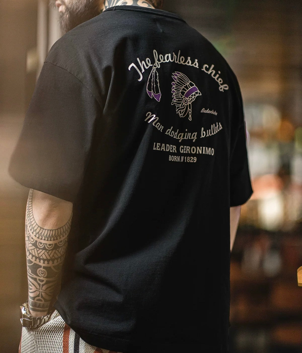 Vintage Indian Headdress Power Print T-shirt