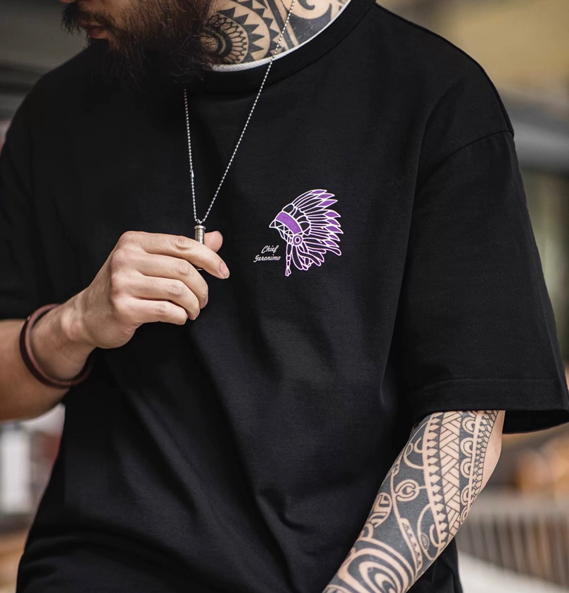 Vintage Indian Headdress Power Print T-shirt