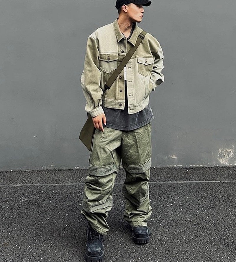 American Retro Pleated Paratrooper Cargo Pants