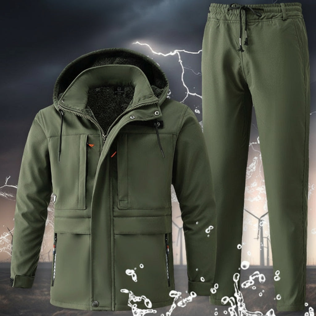 Men’s Winter Warm Work Suit – Thickened Cotton Fleece Cold-Proof Jacket & Pants Set, Waterproof & Wear-Resistant
