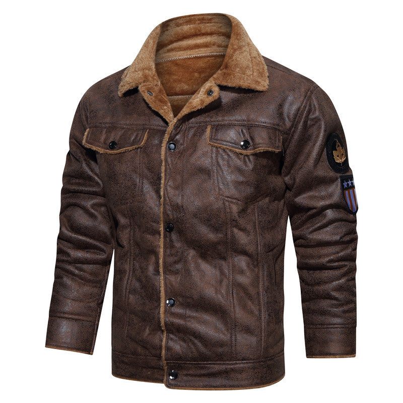 Men’s WWII Aviator Leather Jacket – Fur Lined Bomber Flight Coat