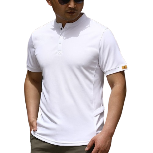 Men's Outdoor Henry Collar Quick Dry T-Shirt: Breathable, Loose Fit