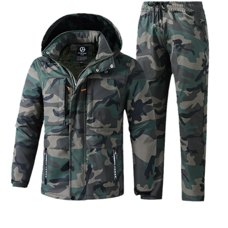Men’s Winter Warm Work Suit – Thickened Cotton Fleece Cold-Proof Jacket & Pants Set, Waterproof & Wear-Resistant