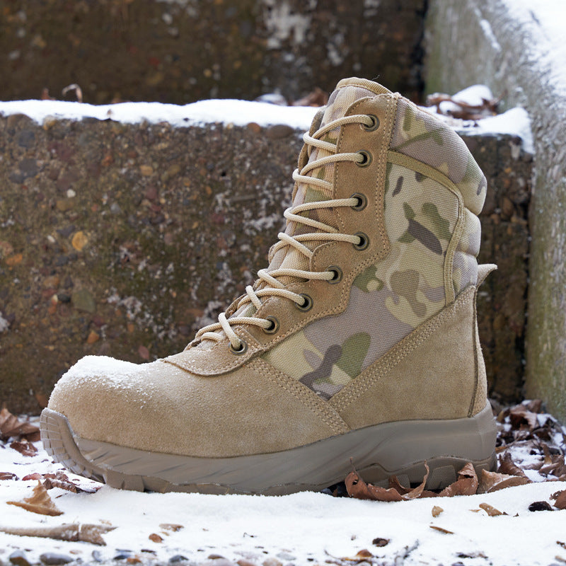 Men’s Winter Sheepskin Fur Lined Boots – ,Non-Slip Cold-Proof Outdoor Leather Shoes