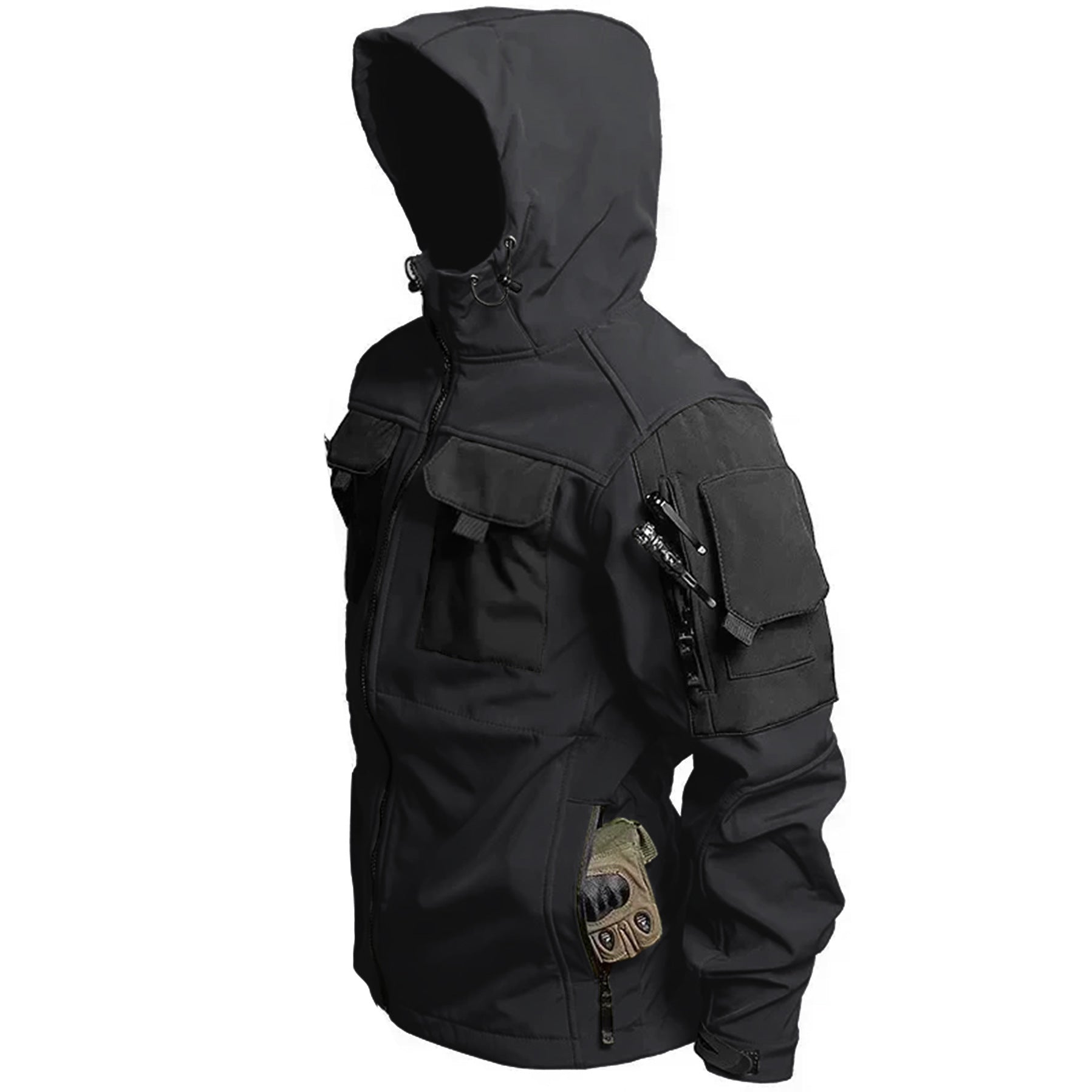Men’s Tactical Soft Shell Jacket – Waterproof, Windproof & Warm Outdoor Hooded Coat