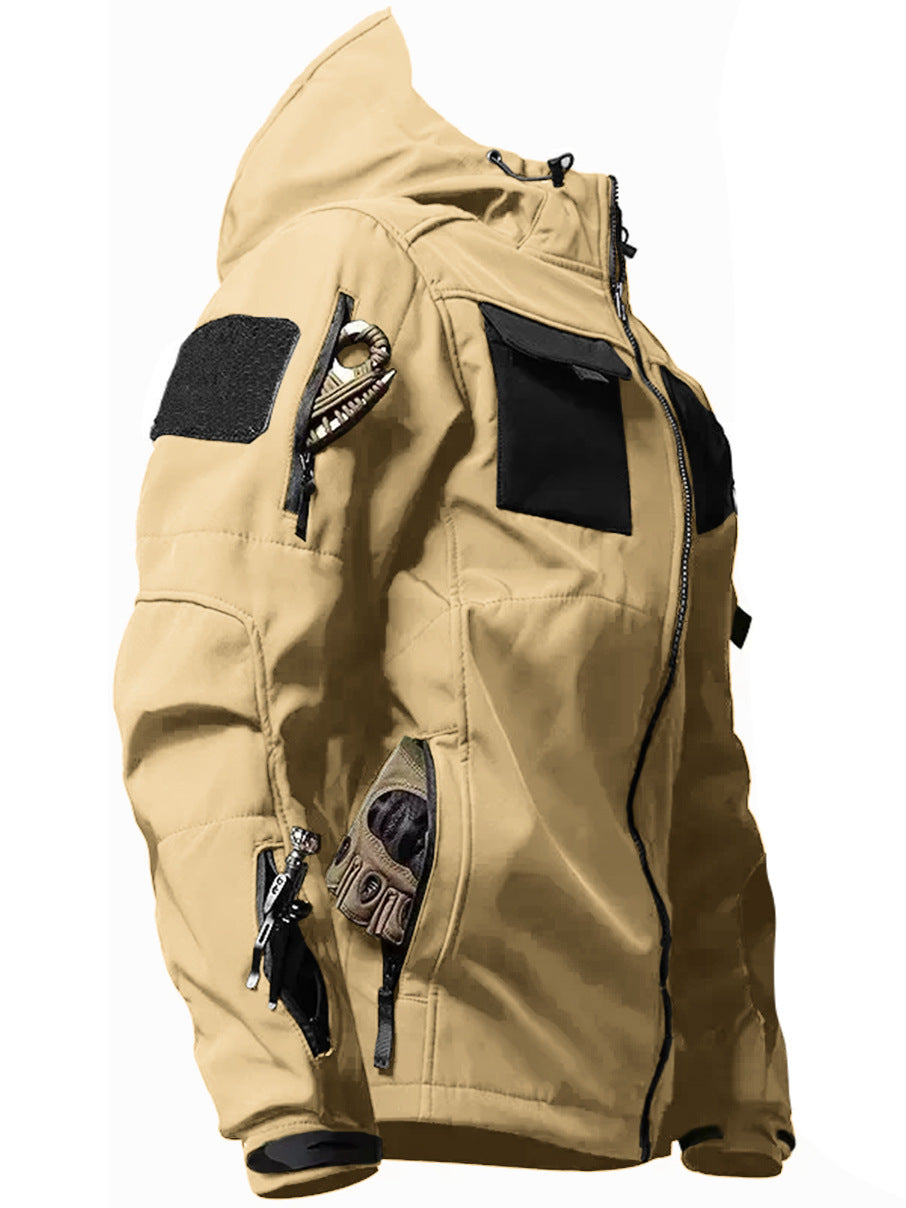 Men’s Tactical Soft Shell Jacket – Waterproof, Windproof & Warm Outdoor Hooded Coat