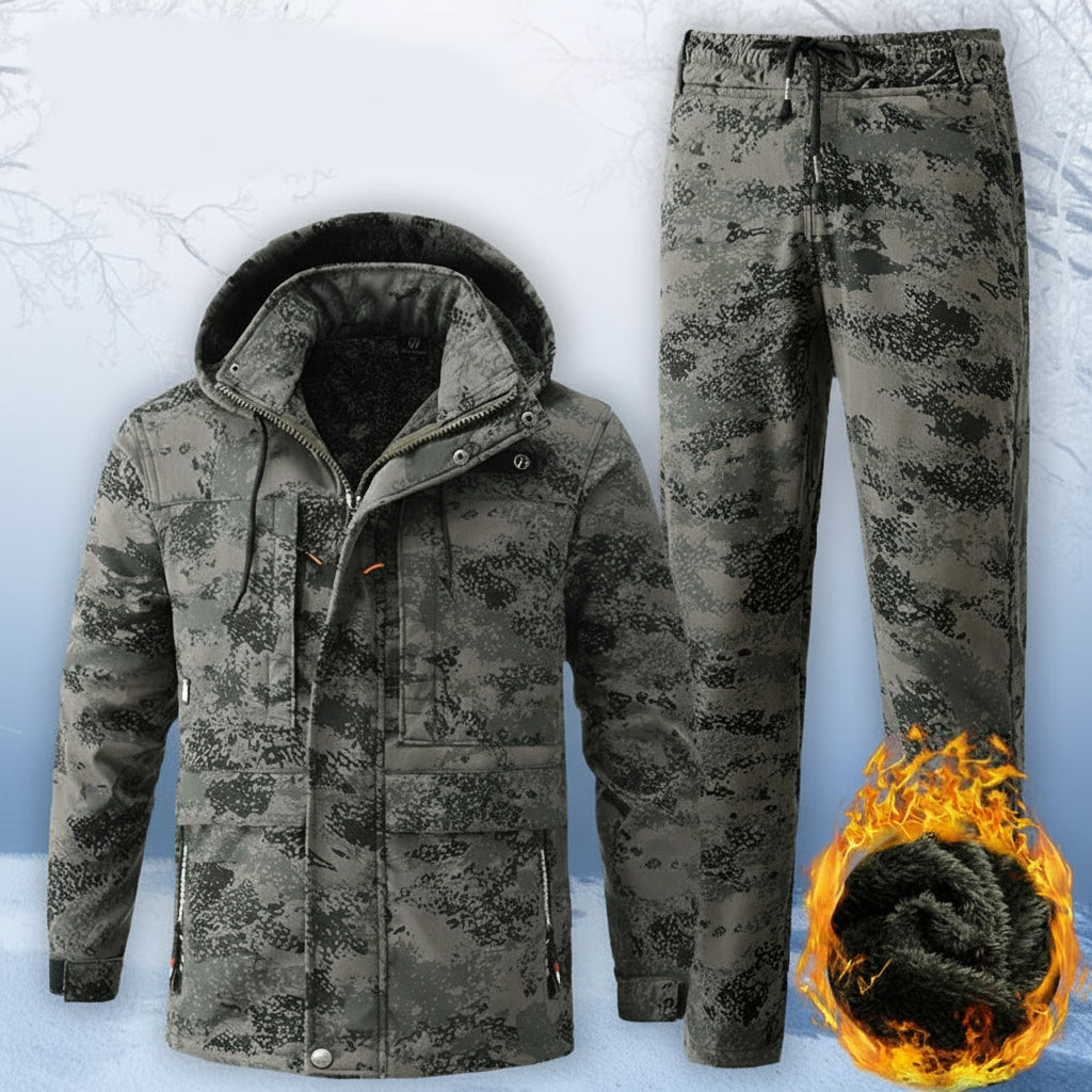 Men’s Winter Warm Work Suit – Thickened Cotton Fleece Cold-Proof Jacket & Pants Set, Waterproof & Wear-Resistant