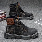 Popular Large Size Men's Mid-Top Denim Martin Boots – Versatile Work Shoes 2025