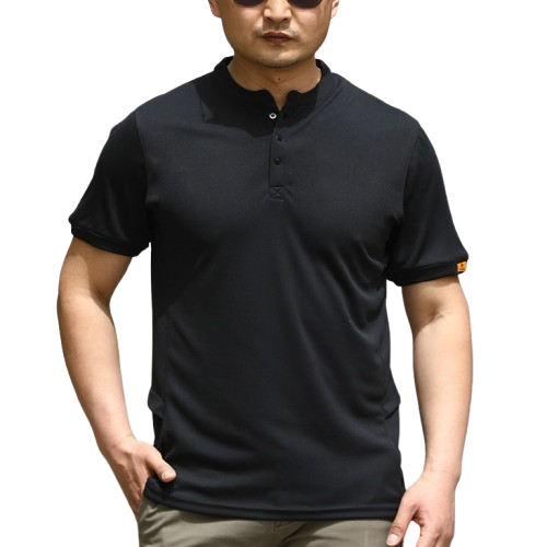 Men's Outdoor Henry Collar Quick Dry T-Shirt: Breathable, Loose Fit
