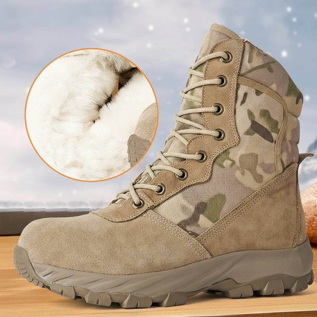 Men’s Winter Sheepskin Fur Lined Boots – ,Non-Slip Cold-Proof Outdoor Leather Shoes