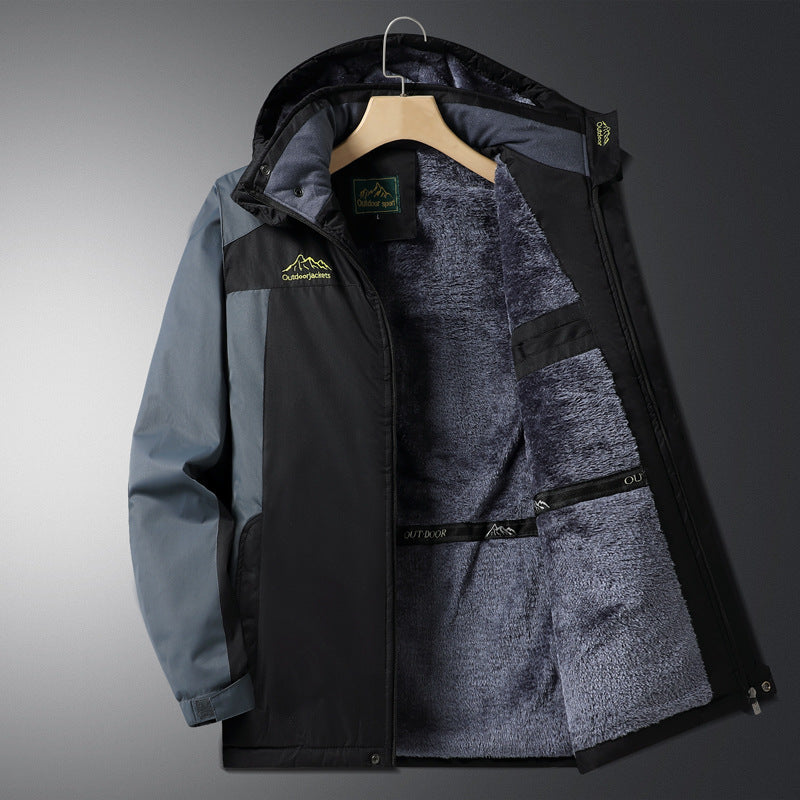 Men’s Mid-Length Winter Jacket – Thick Corduroy Coat with Lambswool Lining