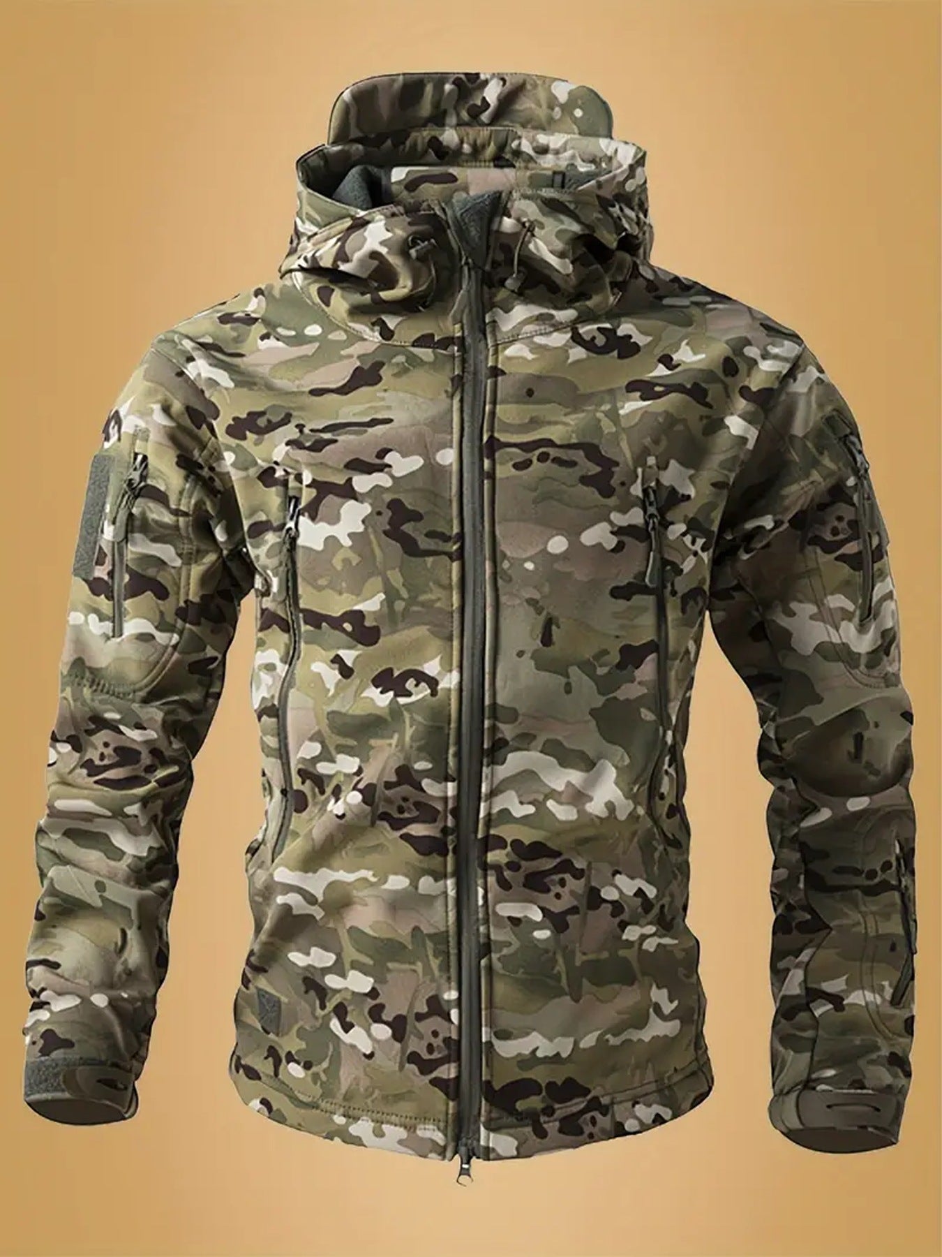 Men’s Tactical Soft Shell Jacket – Waterproof, Warm, Fleece-Lined Military Coat