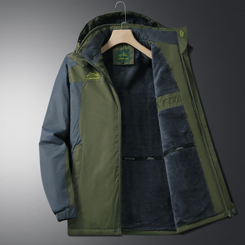 Men’s Mid-Length Winter Jacket – Thick Corduroy Coat with Lambswool Lining