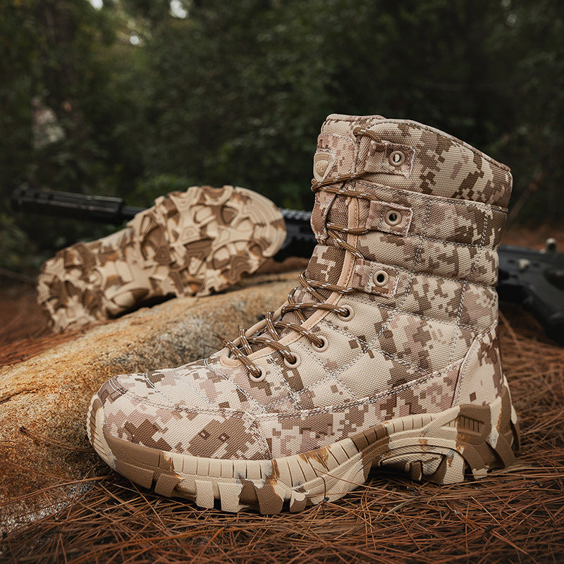 Large Size Camo Combat Boots for Men | Outdoor Tactical Hiking Boots