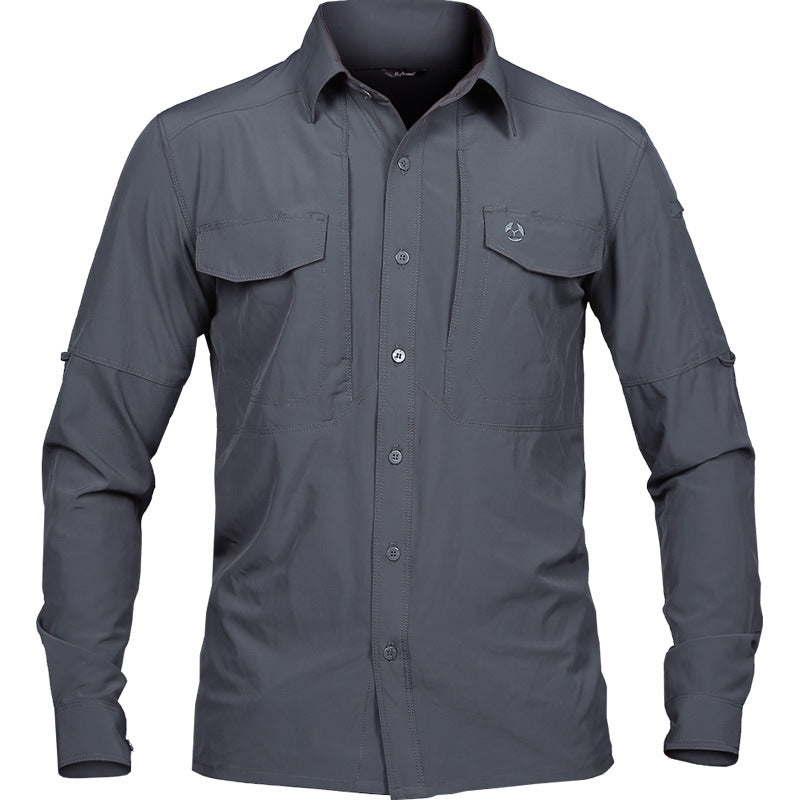 Men's Tactical Long Sleeve Shirt: Ultra-Thin, Breathable, Quick Dry, Multi-Pocket
