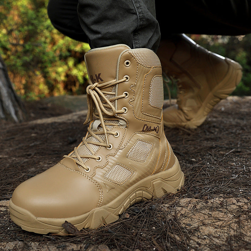 Men’s Tactical Military Boots – Breathable Non-Slip Outdoor Hiking & Work Combat Shoes with Steel Toe Protection