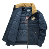 Men's Outdoor Zip Pocket Fleece Collar Warm Jacket
