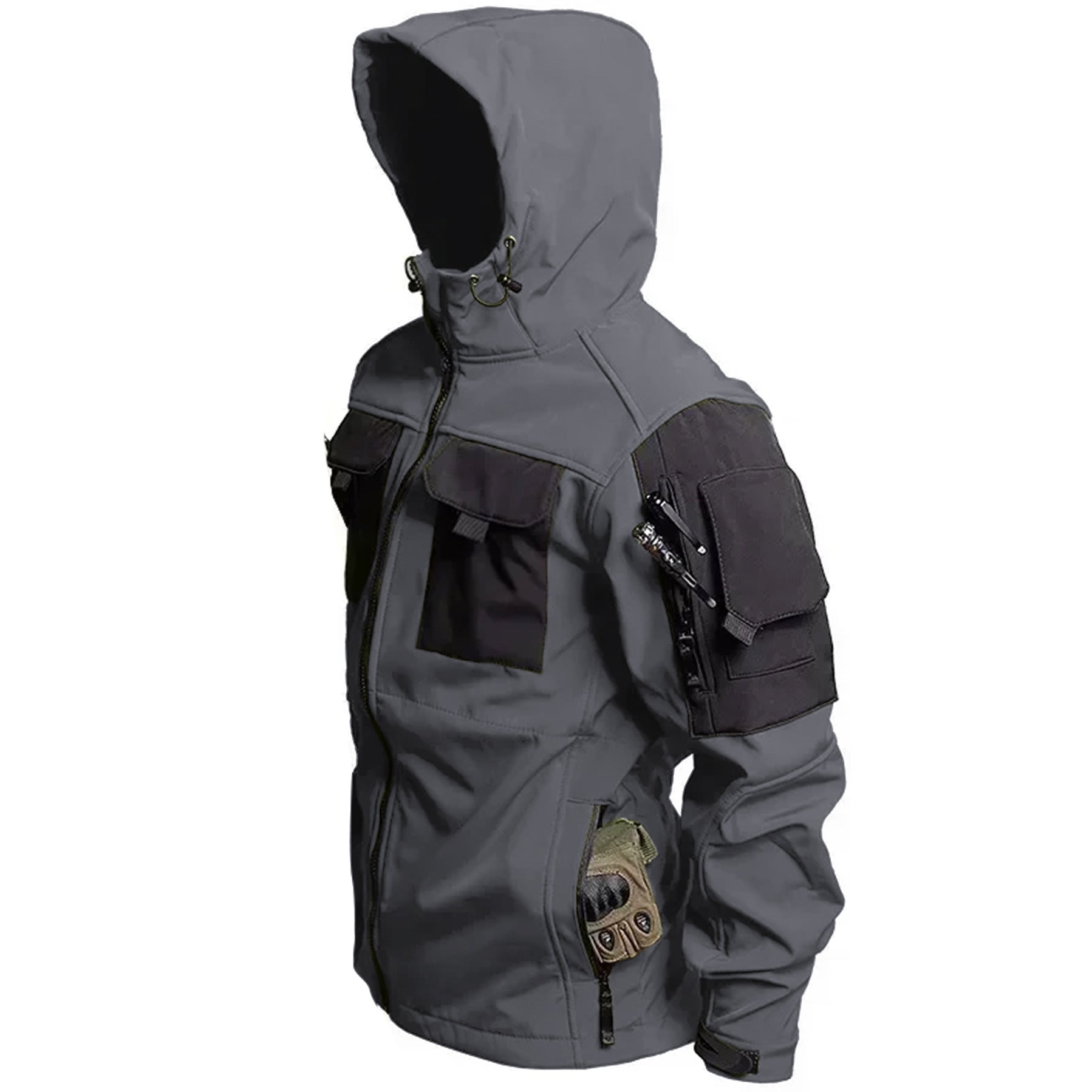 Men’s Tactical Soft Shell Jacket – Waterproof, Windproof & Warm Outdoor Hooded Coat