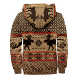Men's Christmas Print Thickened Fleece Hooded Sweatshirt Jacket