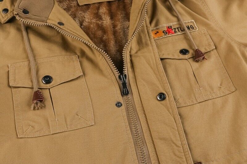 Men's Outdoor Casual Loose Stand Collar Hooded Cotton Jacket