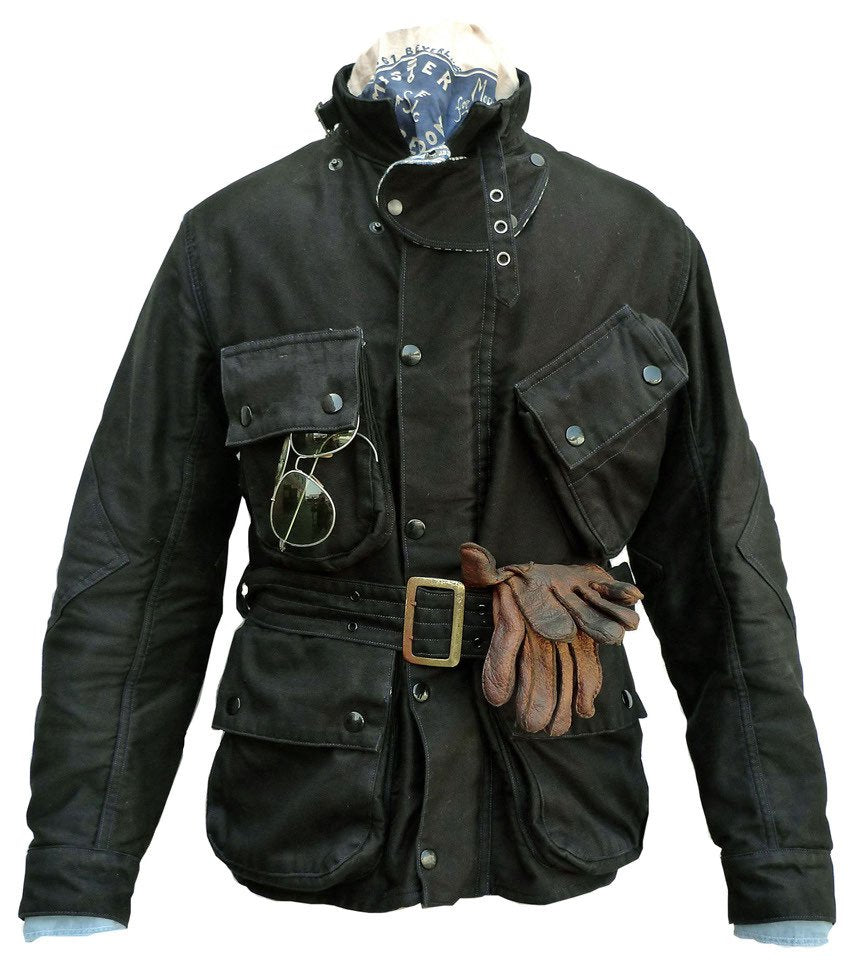 Men's Vintage Oil-Waxed Jacket Outdoor Mutil-Pocket Windproof Waterproof Coat
