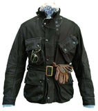 Men's Vintage Oil-Waxed Jacket Outdoor Mutil-Pocket Windproof Waterproof Coat