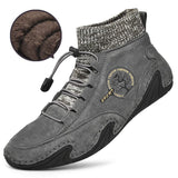Men Comfy Elastic Band Boots Casual Leather Ankle warm Boots Winter Shoes
