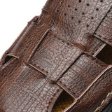 Men Summer Cow Split Leather Magic Tape Casual Sandals Shoes
