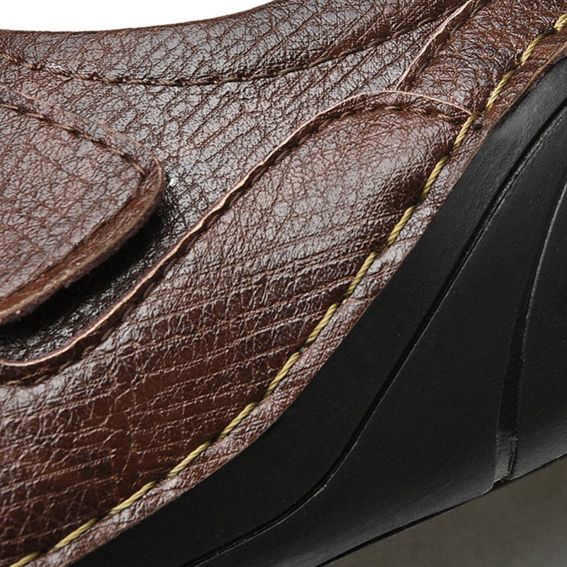 Men Summer Cow Split Leather Magic Tape Casual Sandals Shoes