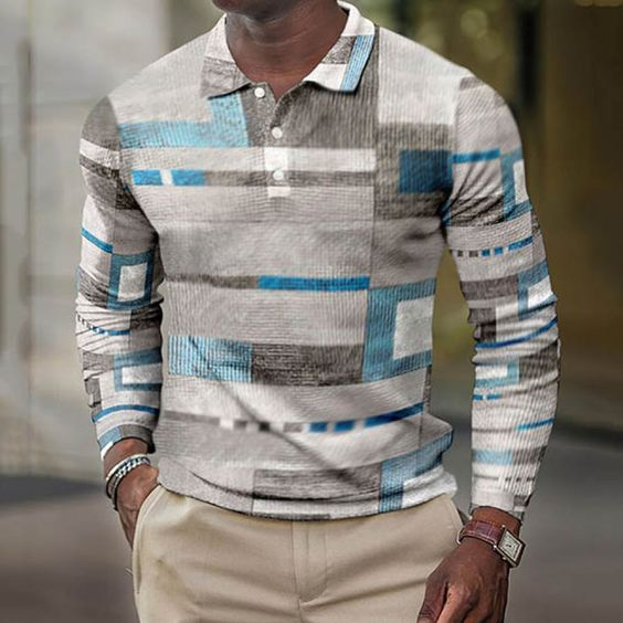 Men's Casual Geometric Print Daily Polo Shirt