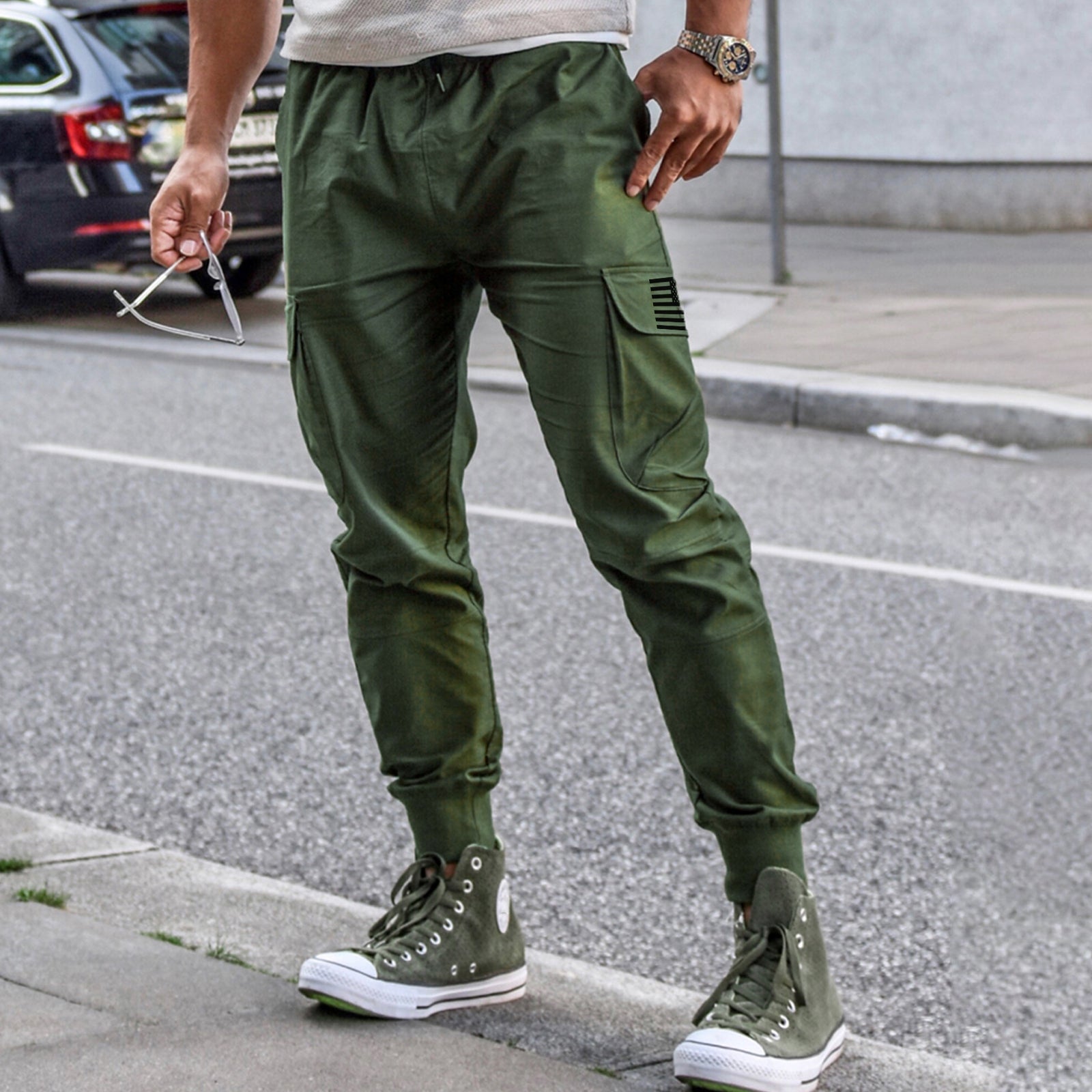 USA FLAG  MULTI-POCKETS CARGO PANTS