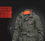 Men's Outdoor Mid-length Waterproof Hooded Jacket (Plus Fleece)