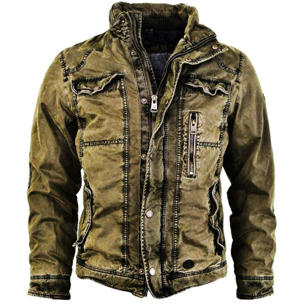 Mens Jacket Retro Washed Warm Jacket