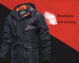 Men's Outdoor Mid-length Waterproof Hooded Jacket (Plus Fleece)